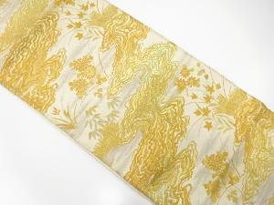 アンティーク　流水に草花模様織り出し袋帯(材料)